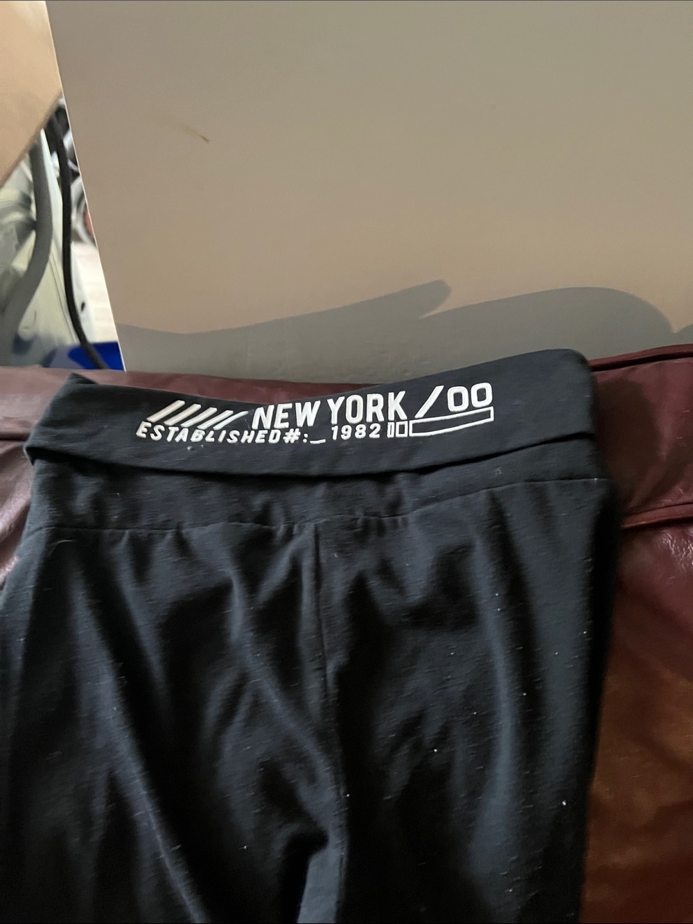 Black Active Leggings with 'New York' Waistband
